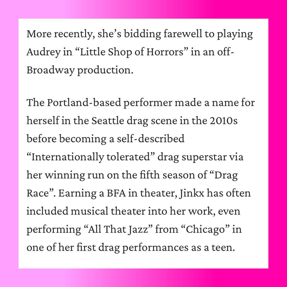 Our #QueenOfAllQueens, <a href="/JinkxMonsoon/">Jinkx Monsoon is Mary Todd</a> is living her dream. Read the full <a href="/TODAYshow/">TODAY</a> article and then be sure to catch Jinkx on stage and on your screen!
Article-&gt; on.today.com/4e0wX9F

#PEGpresents #JinkxMonsoon #DragRace #PEG #RPDR #Drag #DragQueen