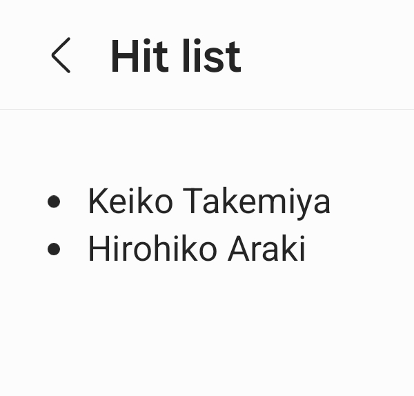 Hitlist update, nothing changes just takemiya is first