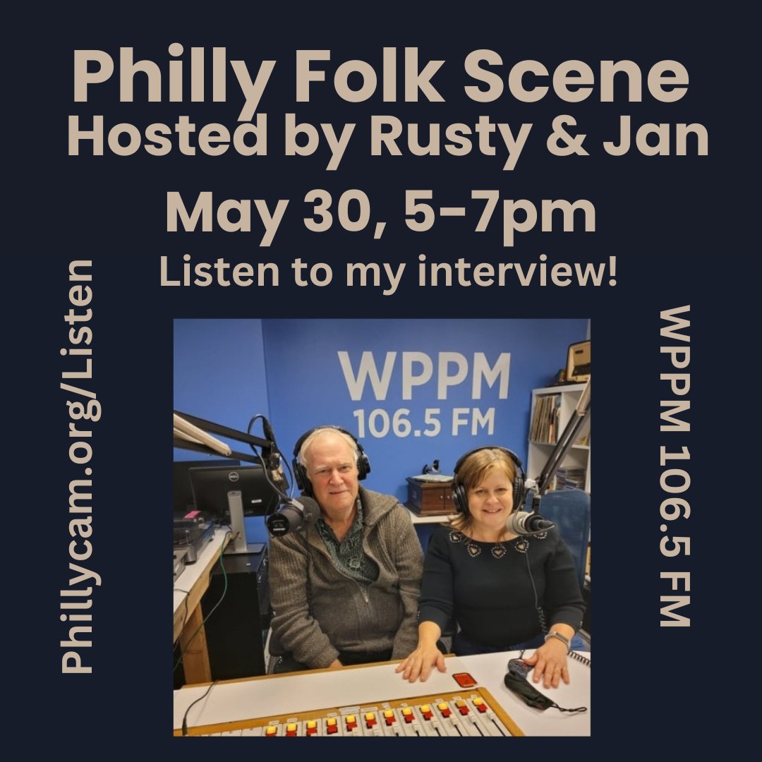 Catch me on the Philly Folk Scene with Rusty & Jan Thurs, May 30 between 5 & 7pm! 
🎙️
#phillyfolkscene #rustyandjan #lisachosed #chosed1creations #lisachosedphilly 
#phillysinger #philly #phillymusicscene #phillymusic #supportlocalmusic