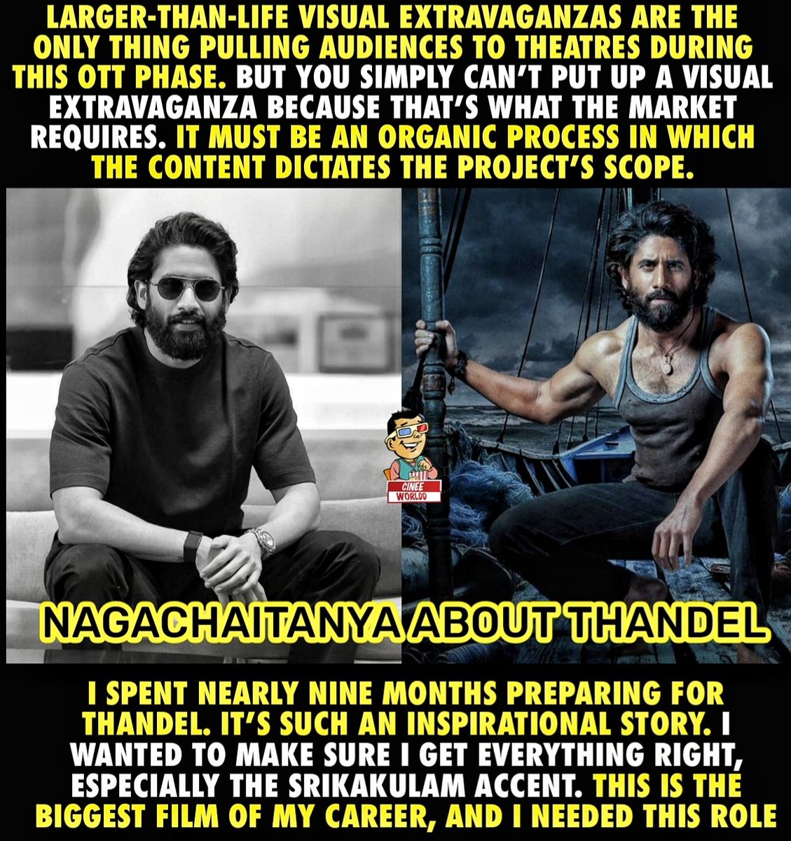 #NAGACHAITANYA about #THANDEL🔥

#SaiPallavi #Cinee_Worldd