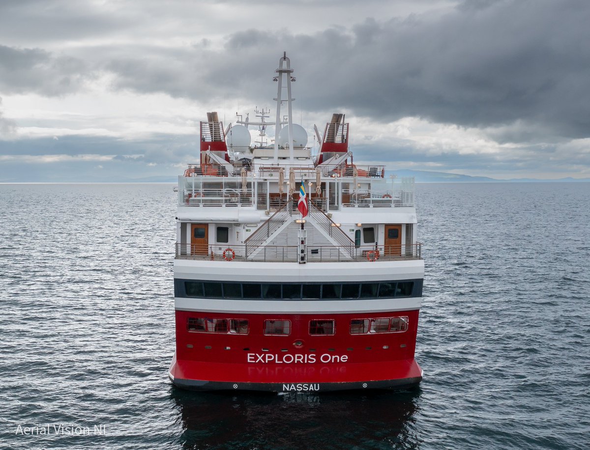 The Exploris One cruise ship arrived at Portrush this morning. Recently renamed with a change of ownership in 2023, Exploris One carries 173 guests and 118 crew, is 108m long, GT 6130 and sails under the flag of the Bahamas. Operated by Exploris Cruises &amp; Expeditions from France