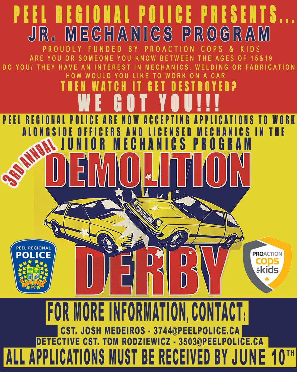 Officer_Taryn's tweet photo. Reminder to sign up for the Peel Police Jr. Mechanics Program! 
@PeelPolice https://t.co/FuHYc0RWmr