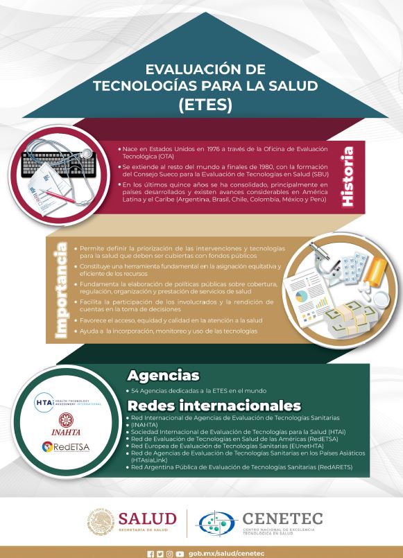 El CENETEC desde hace varios años, participa con diversas instituciones de salud en la Evaluación de Tecnologías, apoyados en metodologías internacionales y acordes a los tiempos de cambio; <a href="/CenetecDetes/">Dirección Evaluación de Tecnologías en Salud</a>