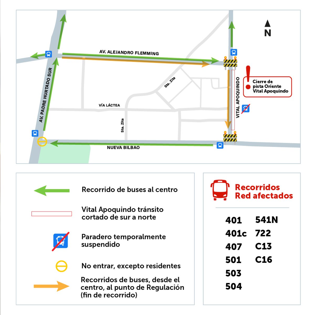 El próximo 31/05 comenzaremos las obras del proyecto Ensanche Vital Apoquindo, entre las calles Nueva Bilbao y Alejandro Fleming, para aliviar la congestión vehicular que se genera en el sector.
Más información sobre desvíos y cortes de tránsito en lc.cx/NVoxdk