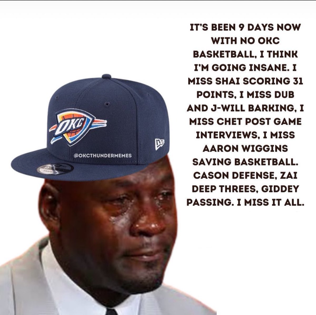NotAnOKCFan's tweet photo. I can’t take it anymore

@okcthundermeme https://t.co/F0wVpzF7e1