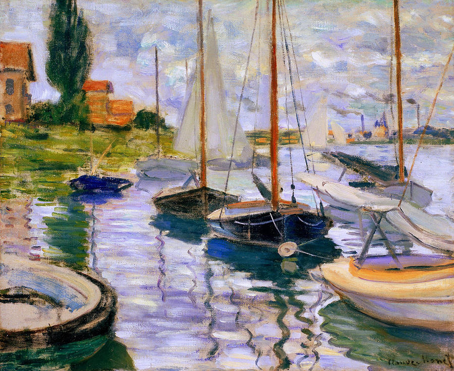 Sailboats on the Seine at Petit - Gennevilliers by Claude Monet, 1874.
#sailboats #monet