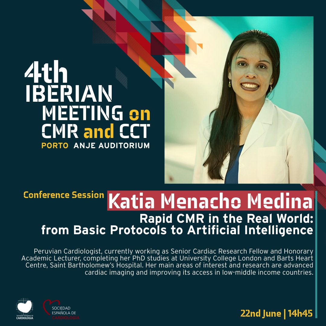 spcardio's tweet photo. Junte-se a nós para duas conferências imperdíveis, na 4ª edição da Reunião Ibérica em RM e TC Cardíaca, no Auditório da ANJE, no Porto!

🗓️ 22 de junho:

⏰ 10h45: Michelle Williams sobre "Latest Advances in Coronary Imaging: Plaque Analysis and Photon Counting CT"
⏰ 14h45: Katia Menacho Medina discute "Rapid CMR in the Real World: from Basic Protocols to Artificial Intelligence"

🤝 Resultantes da parceria entre o GECNRMTC e a @secardiologia, estas sessões são uma oportunidade única para explorar o futuro da cardiologia diagnóstica!

Não perca!

#SPC