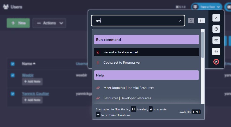 4Command 1.1 is here!

New links:
- edit all frontend templates
- component global config

New actions:
- resend activation emails
- set cache mode

New tools:
- sample text generator
- a calculator
- recent actions list

weeblr.com/4command - Joomla 3, 4 &amp; 5