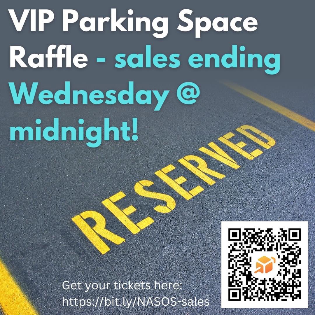 SOSNAHS's tweet image. Time is running out to purchase a raffle ticket for a Graduation VIP Parking Spot! Ticket sales end at midnight Wednesday, and the 5 winners will be contacted Thursday. Get your ticket today: bit.ly/NASOS-sales