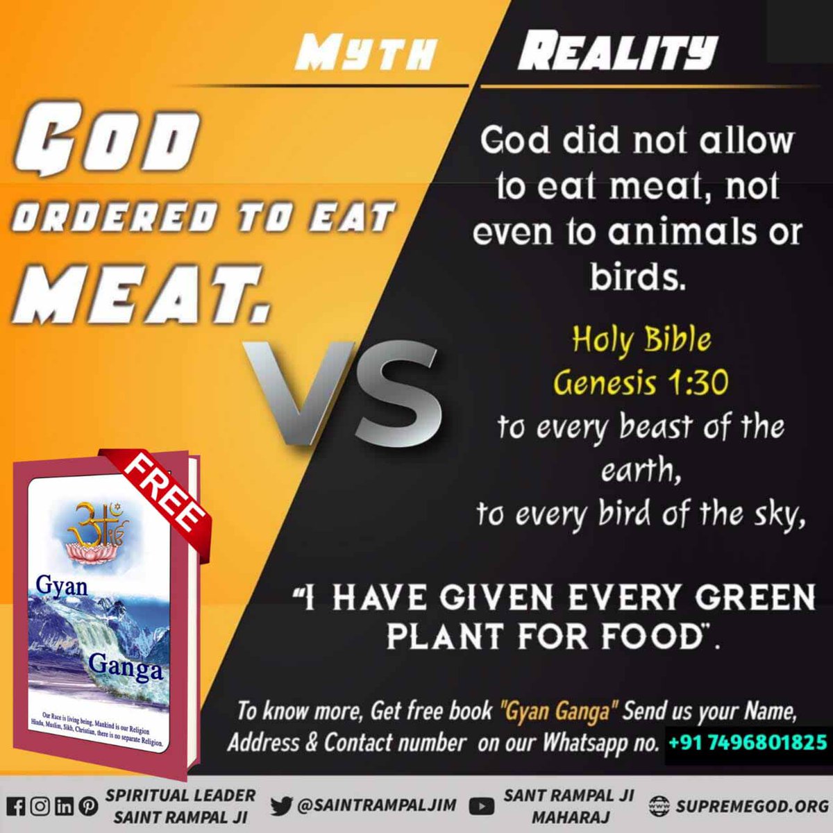 #ईसाई_नहीं_समझे_HolyBible
The Holy Scriptures are the constitution of Supreme God. We can extract the orders of the Supreme God from it. And in these Holy Scriptures God has never told us to eat meat.
Almighty God Kabir