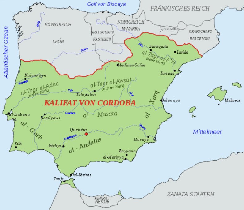 Jetzt, wo Spanien einen „Staat Palästina in den Grenzen von 1967“ anerkennt, könnte Israel doch das Kalifat von Córdoba in den Grenzen von 1008 anerkennen. Dann guckt er aber blöd, der Spanier.