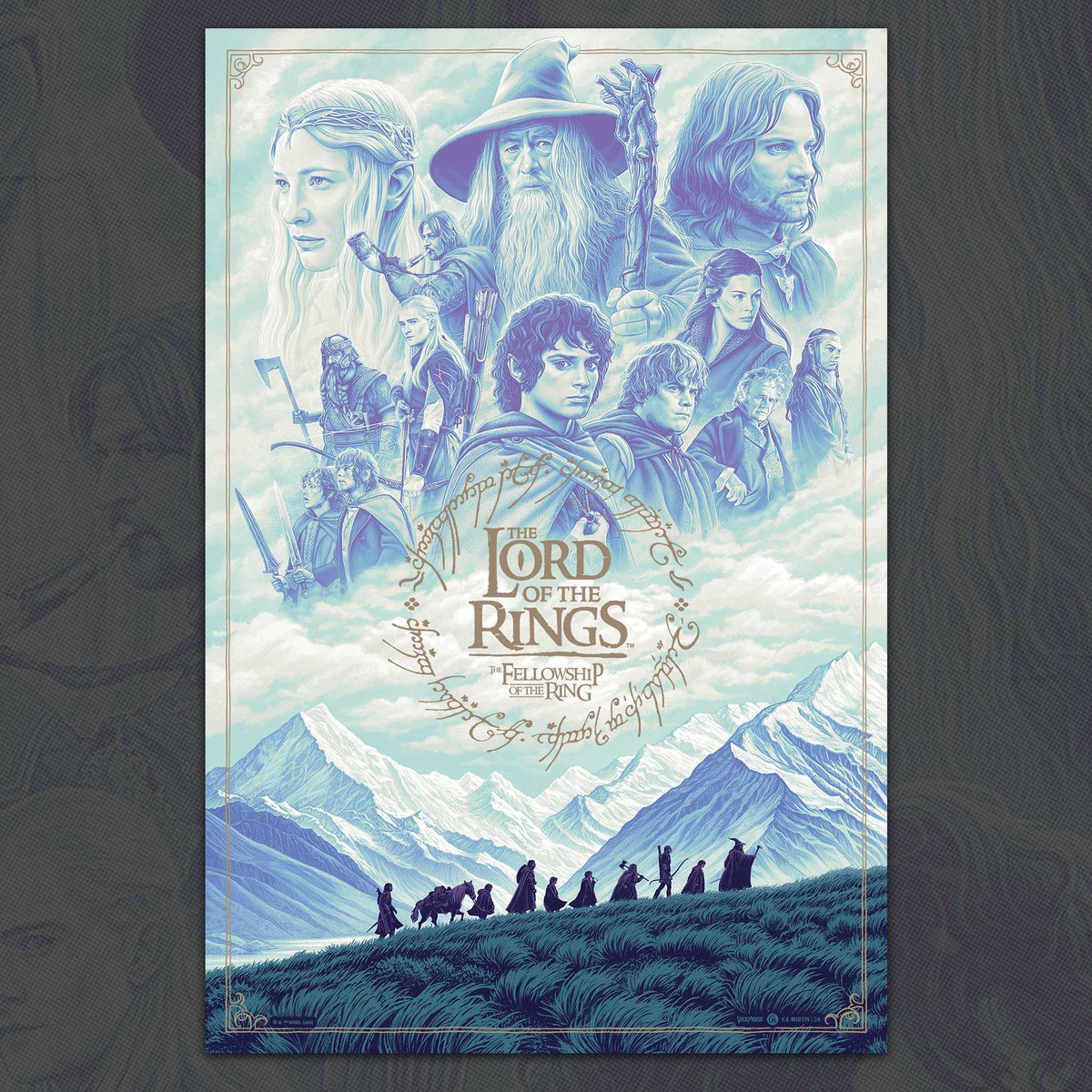 There’s less than 24 hours left to Pick up @camartinart’s Lord Of The Rings: The Fellowship of the Ring officially licensed fine art poster, released in collaboration with @BottleneckNYC! Get yours at vice-press.com/products/the-l…