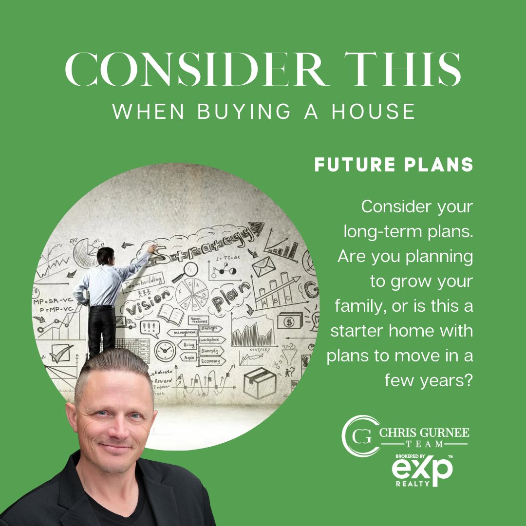 Crystal ball not required! Think long-term when buying a home. Will your family grow? How long do you plan to stay? The right home fits your future too! #chrisgurneeteam #exprealty #FutureProofing #RealEstatePlanning