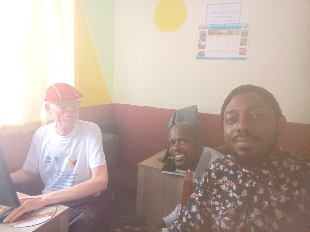 Having a working session with the presidents of the #Cameroon Association of Persons living with #albinism and Cameroon  Association of Persons living with a #mentalhealth problem. #mentalhealthadvocate
#communityengagement #sdg3 #mhpss #publichealth #masseworld
@UKinCameroon