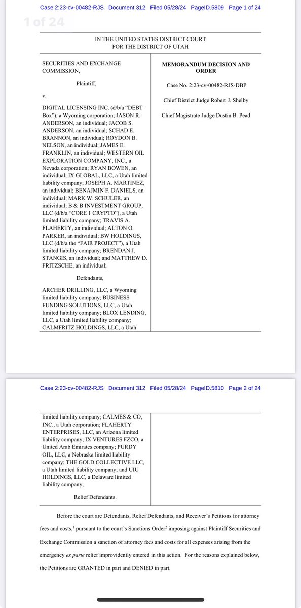 iampaulgrewal's tweet photo. Your taxes at work. Judge Shelby ordered the SEC to pay attorneys' fees of over $1 million and receivership fees of about $750,000 after finding that "the Commission engaged in bad faith conduct in obtaining and defending the TRO and imposed a sanction against the Commission of all attorney fees and costs arising from the improvidently entered ex parte relief."