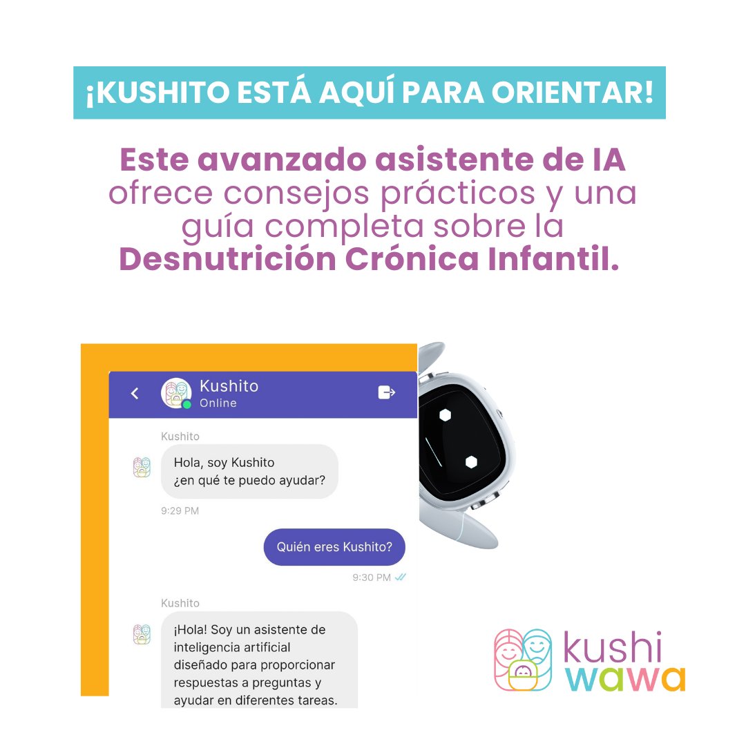 🌟#Kushito está aquí para orientarle. Este asistente de IA ofrece consejos prácticos sobre alimentación saludable y una guía completa sobre la Desnutrición Crónica Infantil. ¡Descubra cómo la tecnología puede fortalecer el cuidado infantil! #Kushito #KushiwawaEc #NoMásDCI