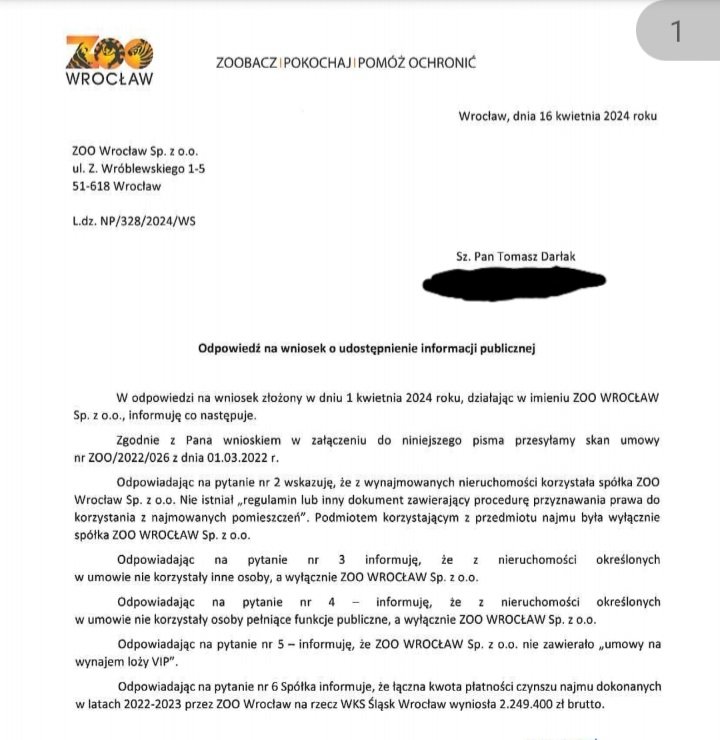 W ciągu 2 ostatnich lat (2022-2023) @zoowroclaw przekazało na rzecz Śląska Wrocław tytułem usług marketingowych kwotę 2,25 mln zł BRUTTO.
@MarcinTorz 
@OficjalneZero 
@KatarzynaObara 
@filip_janerka 
@gazeta_wyborcza 
@gazetawroclaw 
@prwpl 
@Radio_ZET 
@SiecObywatelska