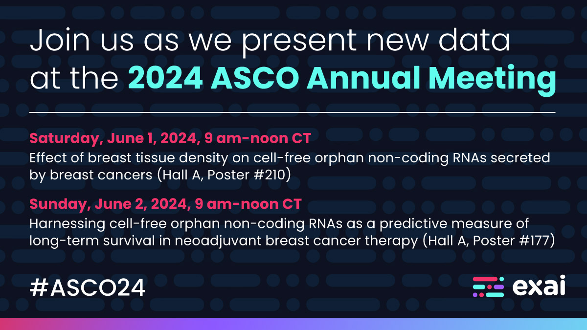 Join Exai at #ASCO24 where we will share promising new data. #EarlyDetection #MRD