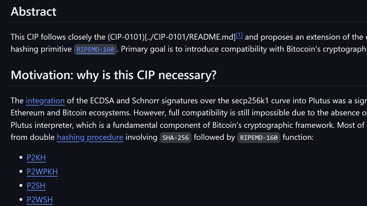 This CIP allows sending Cardano assets to Bitcoin address without bridges ₳ ⟹ ₿ Alice can send to Bob a utxo ( containing ADA, NFTs, tokens ), specifying his Bitcoin Address. Only that Address signature will be able to unlock it. Read the full CIP 👇