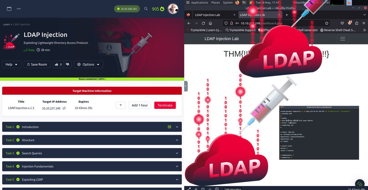 DjalilAyed's tweet image. 🍹 New room LDAP Injection from @RealTryHackMe : Exploiting Lightweight Directory Access Protocol.

tryhackme.com/r/room/ldapinj…

#tryhackme #ldap #ldapinjection #blindldapinjection