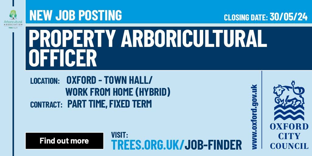 New Job Opportunity🌳 Property Arboricultural Officer 💼 Oxford City Council 📍 Oxford - Town Hall/ Work from home (Hybrid) 📃 Part-time, Fixed Term View vacancy: buff.ly/3VjC8dM Check out all the Arb Job vacancies: buff.ly/424Hprh