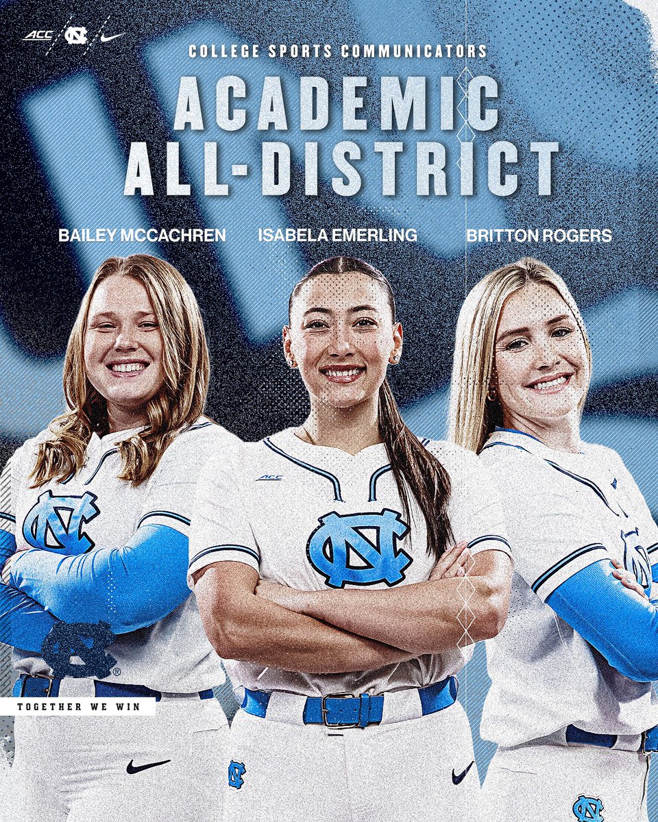 In the classroom and on the field ✅ Congratulations to Bailey, Bela & Britton for earning Academic All-District honors! #GoHeels