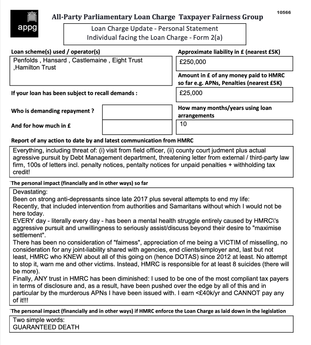 ...several attempts to end my life that included intervention from authorities and Samaritans without which I would not be here today.

EVERY day has been a mental health struggle entirely caused by HMRC's aggressive pursuit

#LoanChargeScandal
@LCAG_2019 @loanchargeAPPG