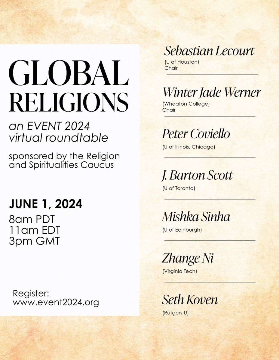 If you’re interested in colonialism, transnationalism, or undisciplining Victorian studies, then this panel is for you. Join us this Saturday, June 1st for our Global Religions Roundtable. Position papers available now on COVE Conferences to those registered for EVENT 2024.