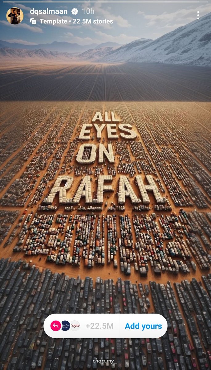 Eventually unfollowed him yesterday, @dulQuer and just saw his ig story today ,😭 I know that you will be on the right side of history, It may be the bare minimum, but it's still worthy of appreciation.

#ALL_EYES_ON_RAFAH #RafahOnFıre