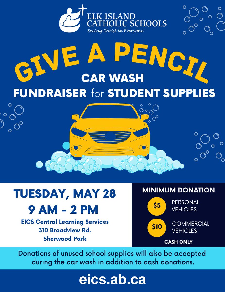 🚗✨ Bring your car to our CLS Admin Office today for a wash to support student supplies! Our incredible volunteers are washing vehicles until 2 p.m. Min. donation: $5 for personal vehicles, $10 for commercial. Let's make a difference! #eicscatholic #shpk