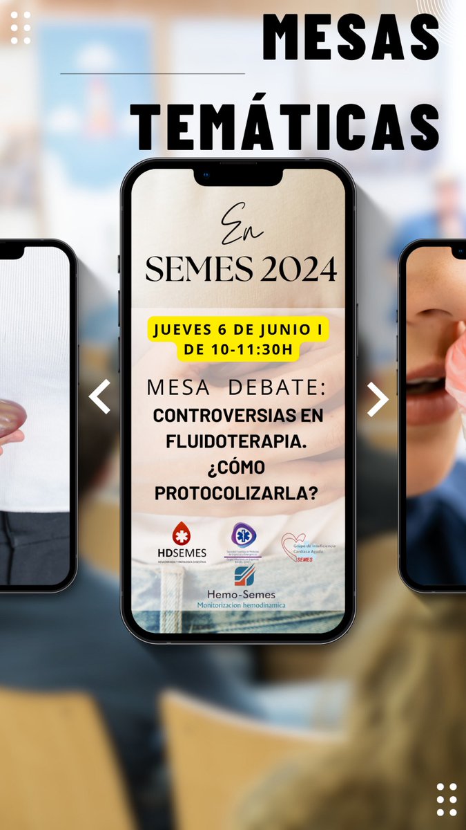 💧Mesa Temática: Controversias en la Fluidoterapia: Cómo  Protocolizarla 
🗓📌 6 de junio 
🕣 10:00 a 11:30 
#semes2024
<a href="/semesgrupohd/">GRUPO HD SEMES</a> <a href="/IcaSemes/">Grupo ICA-SEMES</a> <a href="/infurgsemes/">INFURG-SEMES</a>