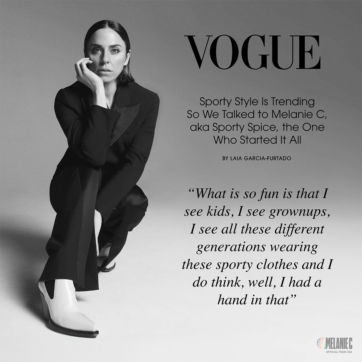 Melanie C USA Official (@melaniecusaof) on Twitter photo New article and interview now on <a href="/voguemagazine/">Vogue Magazine</a> website. @melaniecmusic talked about the #sportyspice fashion trend and more. Full article: vogue.com/article/mel-c-… 💙 #melaniec #sportyfashion #sportystyle New article and interview now on <a href="/voguemagazine/">Vogue Magazine</a> website. @melaniecmusic talked about the #sportyspice fashion trend and more. Full article: vogue.com/article/mel-c-… 💙 #melaniec #sportyfashion #sportystyle
