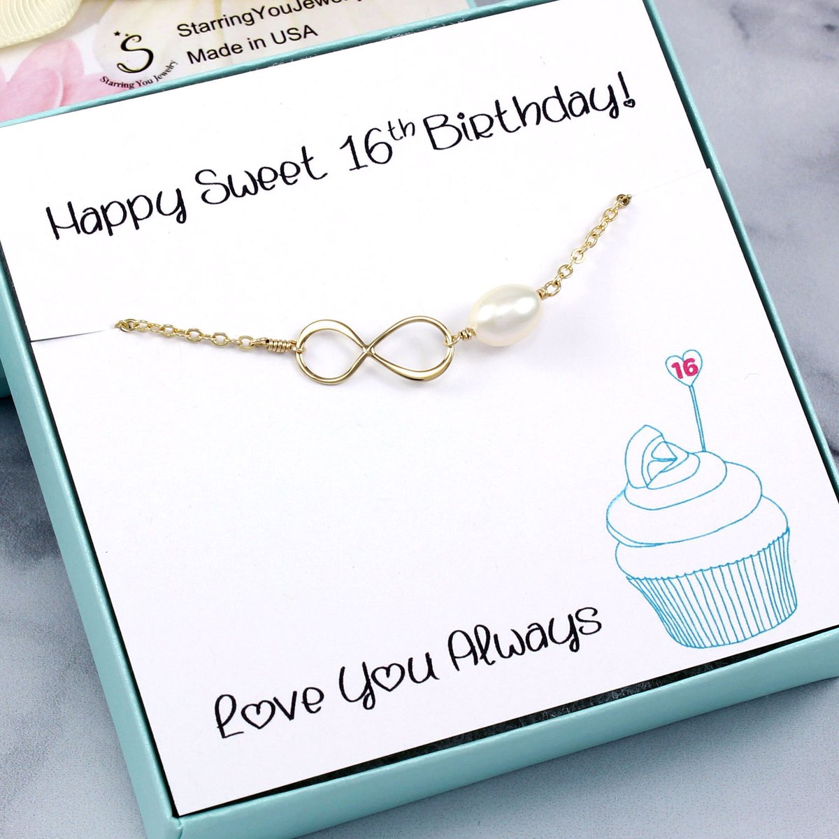 Sweet 16 Gift: Gold infinity pearl bracelet for teen girl daughter's sixteen birthday, elegant dainty keepsake jewelry present, made in USA tuppu.net/605cbbbd #giftsforher #etsyseller #giftideas #etsyfinds #handmadejewelry #Etsy #etsyshop