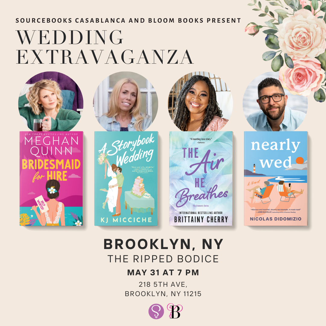 THIS FRIDAY! We're hosting a Brooklyn #AuthorPanel with @AuthorMegQuinn, @KJMicciche, @CTNicolas, & Brittainy Cherry on Friday, May 31st at 7pm. They will chat about their wedding-themed romances. 💒

Tickets include a $20 store credit to shop their books:
therippedbodicela.com/brooklyn-events