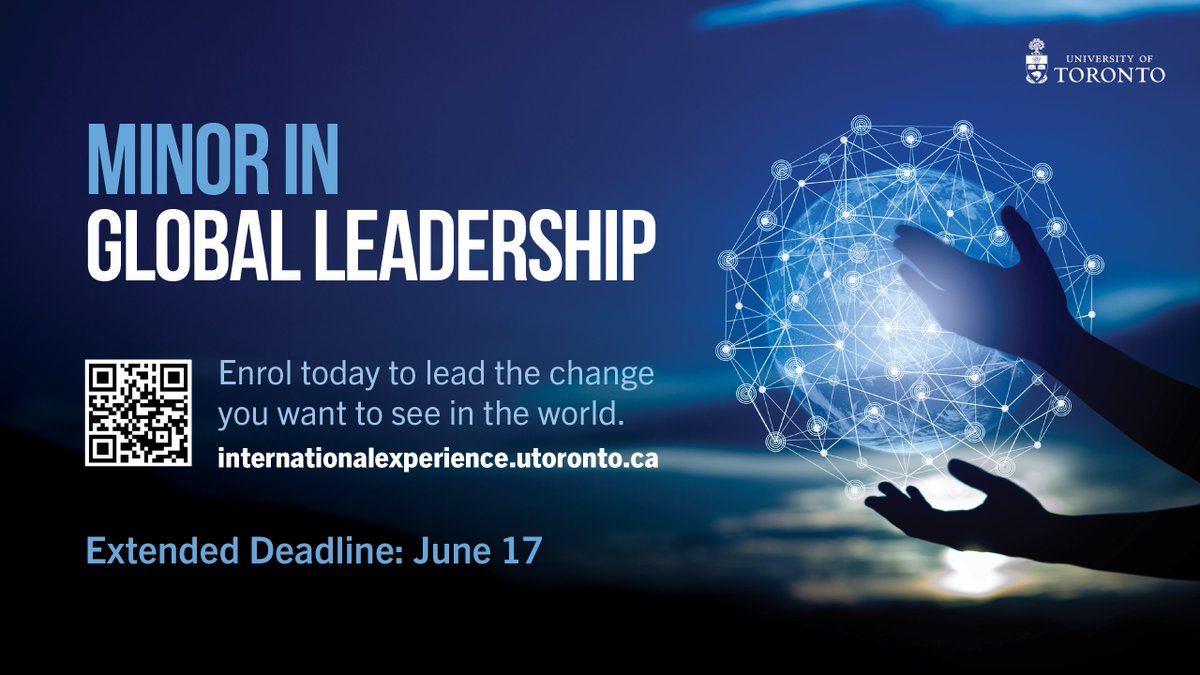 U of T Undergrads, don't miss your chance to apply for the Minor in Global Leadership. Enhance your leadership skills and global understanding. The deadline has been extended to June 17, 2024. uoft.me/asM🌍#GlobalLeadership