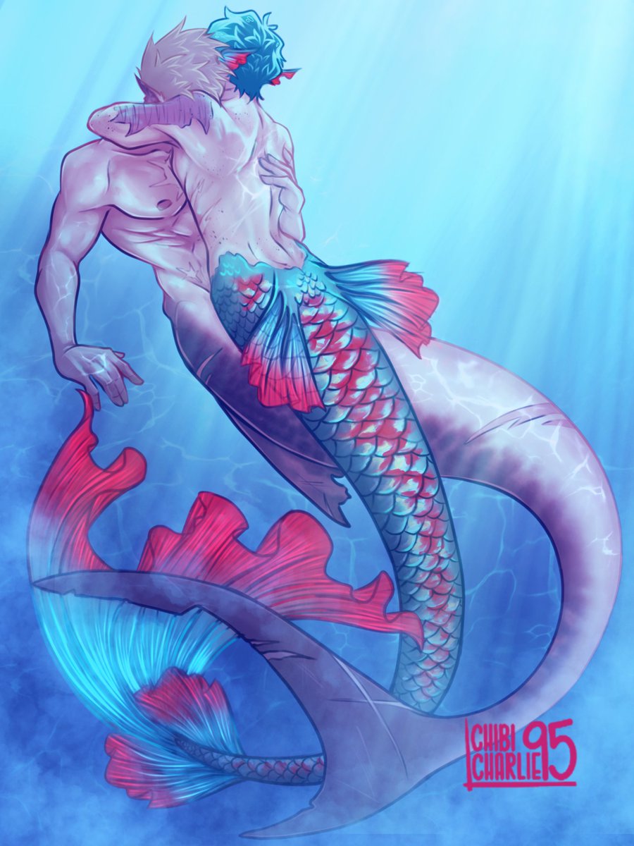 Undersea Embrace was originally a warm up but I ended up with clean lines so I just cleaned it and figured I’d finish. Couldn’t decide the lighting tho so I went with this dusky blue to give it a dreamy quality. There is a Spicy Ver. On the spicy acct. As well 😁 BkDk Mermay