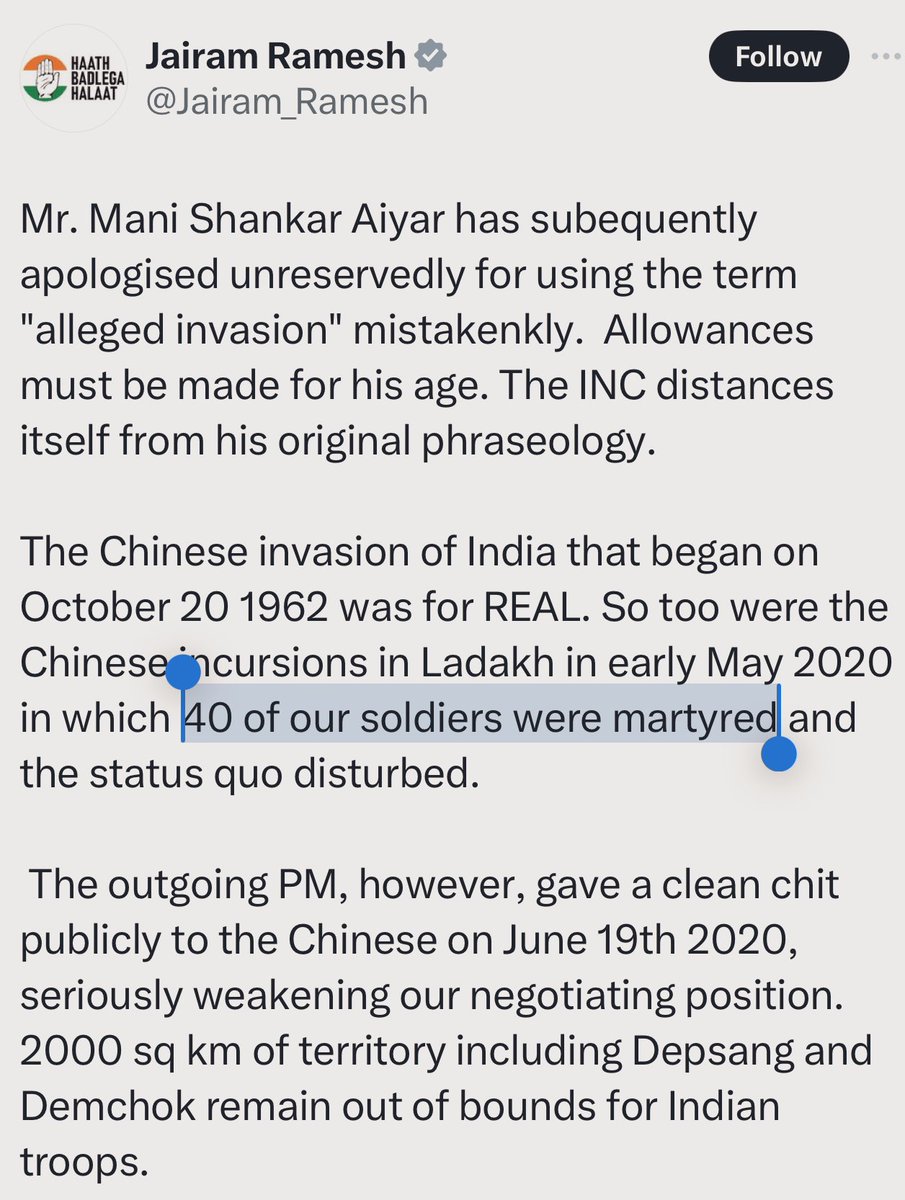 The number of Indian Army personnel killed in action in Galwan is 20, not 40. Not a single other Indian soldier above this number has died in combat at the friction points of E. Ladakh. Even adding the small number of accident/weather deaths, the total number is well below 30.