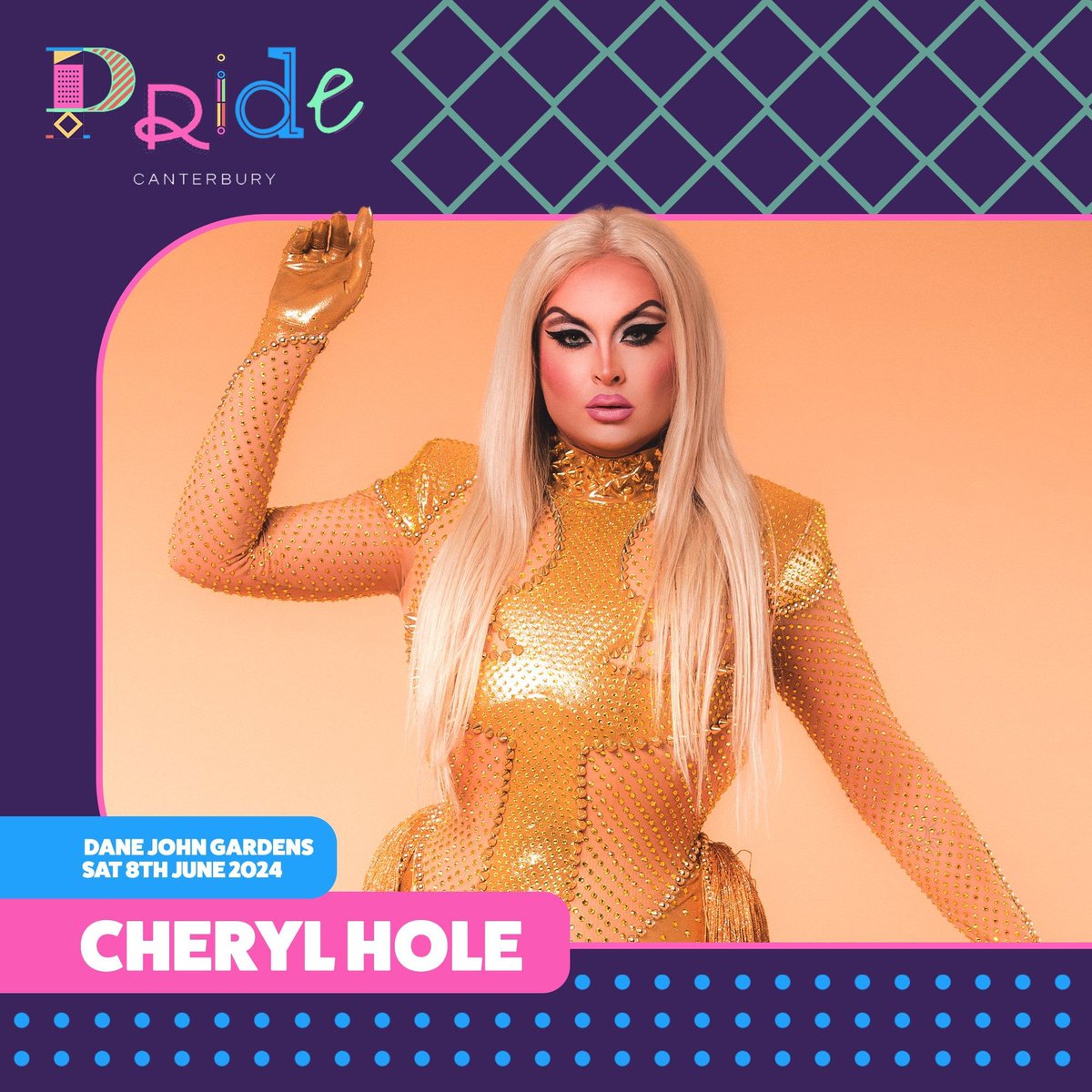 the Essex Diva and OG Drag Race girl Cheryl Hole will also be joining us in Canterbury with her signature dance moves taking over 🤩 @CherylHoleQueen