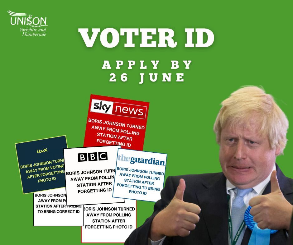 There are lots of reasons you don't want to be like Boris Johnson. Don't let forgetting your voter ID be something you have in common. Make sure you've applied by 26 June ahead of the General Election 👇 gov.uk/apply-for-phot…