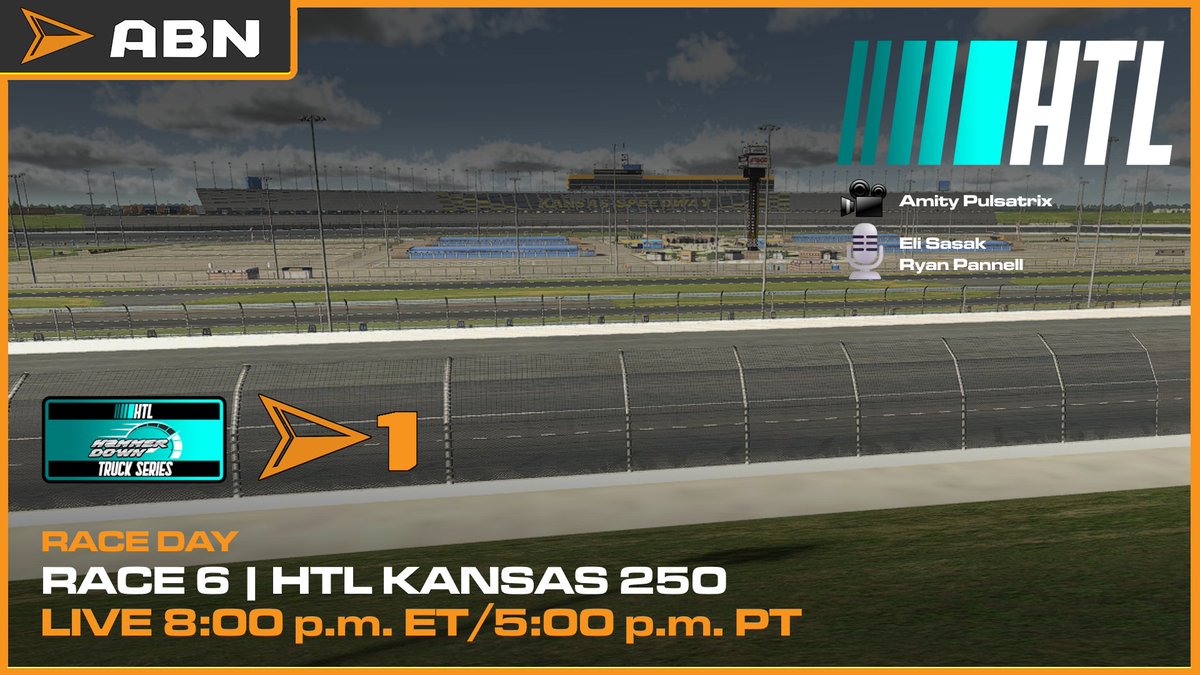 #HTLTrucks | Less than 30 minutes away from a frantic fight at Kansas Speedway. Join us on ABN1 as the fight begins! 8 p.m. ET | 83 laps | ABN1 twitch.tv/abnesports @HTLRacingLeague | @ABNeSports_US