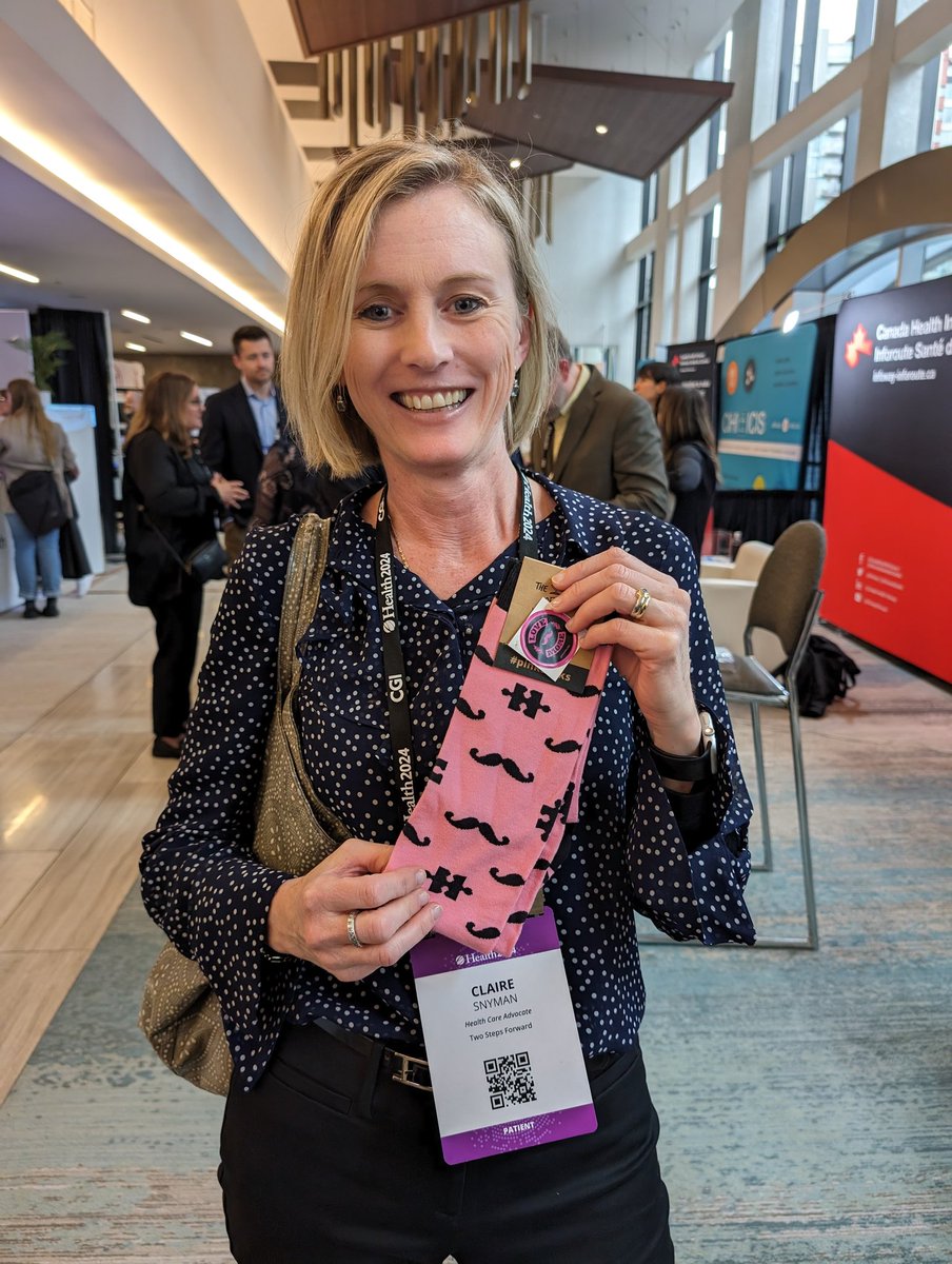 Welcome to #pinksocks @clairehsnyman Thank you for being a patient advocate & helping to raise the voice that is often missing in healthcare. Grateful to be able to connect in-person at #eHealth2024