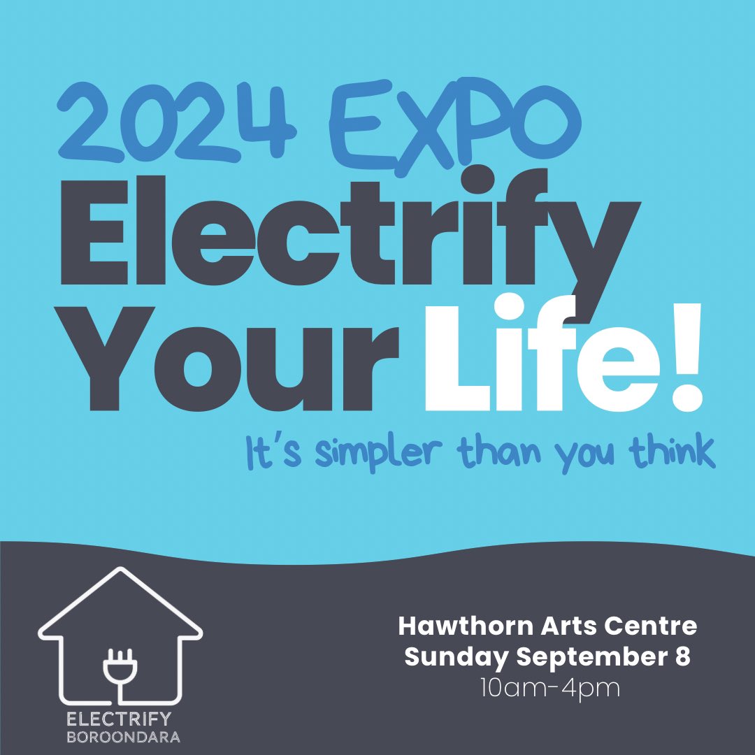 ElectrifyVIC's tweet photo. Thrilled to announce the 2024 date for the Electrify Boroondara Expo.

SUNDAY, SEPTEMBER 8TH

Come…Learn….Meet experts and local residents….Practical, useful information on electrifying your Life - it’s simpler than you think! 

Registrations opening soon!
#electrifyeverything https://t.co/AIF1kfiAwN