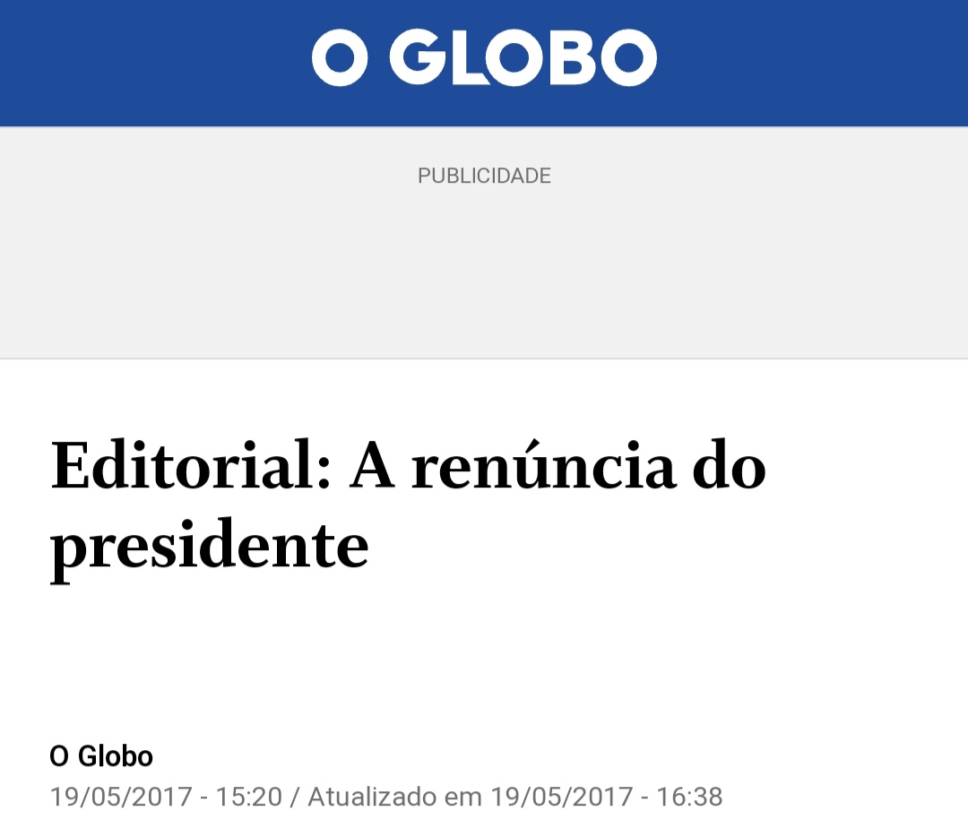 6 PERGUNTAS PARA O JORNAL O GLOBO Os irmãos Batistas se reuniram c/ o presidente Lula. Em 2017, o @JornalOGlobo fez uma editorial pedindo a renúncia de Temer após o encontro do então presidente com Joesley. Inspirado naquele texto, criei 5 perguntas para o jornal👇 Segue o 🧶