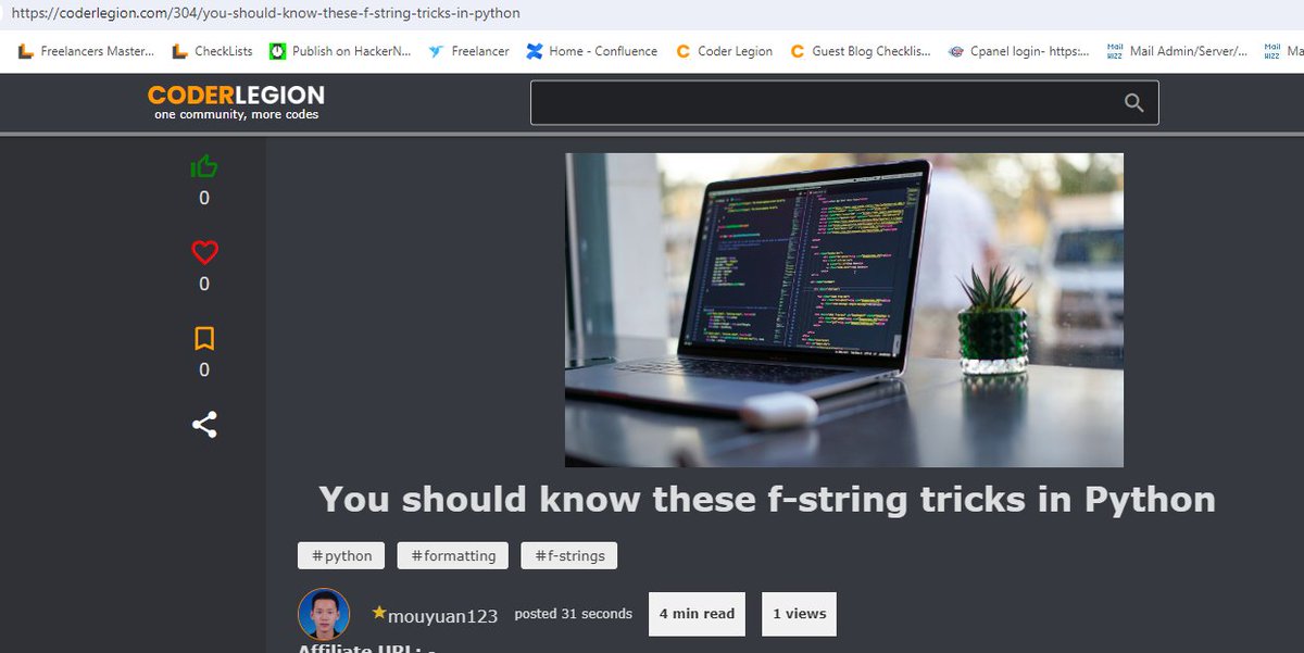 CoderLegion1's tweet image. You should know these f-string tricks in Python
{ by @mouyuan123 } from @CoderLegion1
#python #formatting #fstrings coderlegion.com/304