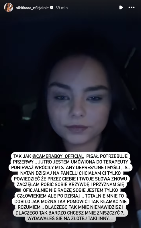 Nikita po programie Clout