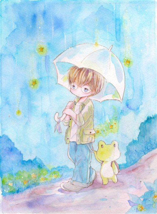 「holding umbrella male focus」 illustration images(Latest)