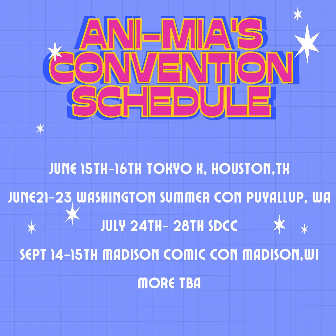 My upcoming convention schedule. Is there a con you'd like to see me at?