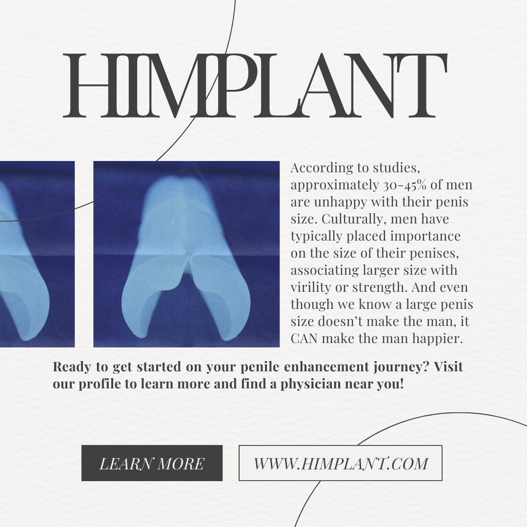 💡 Studies show 30-45% of men are unhappy with their size. Let us help boost your confidence!

Find a physician near you via our profile!  💪  

#Himplant #Penuma #MensHealth #MaleEnhancement #Silicon #Implant #Men