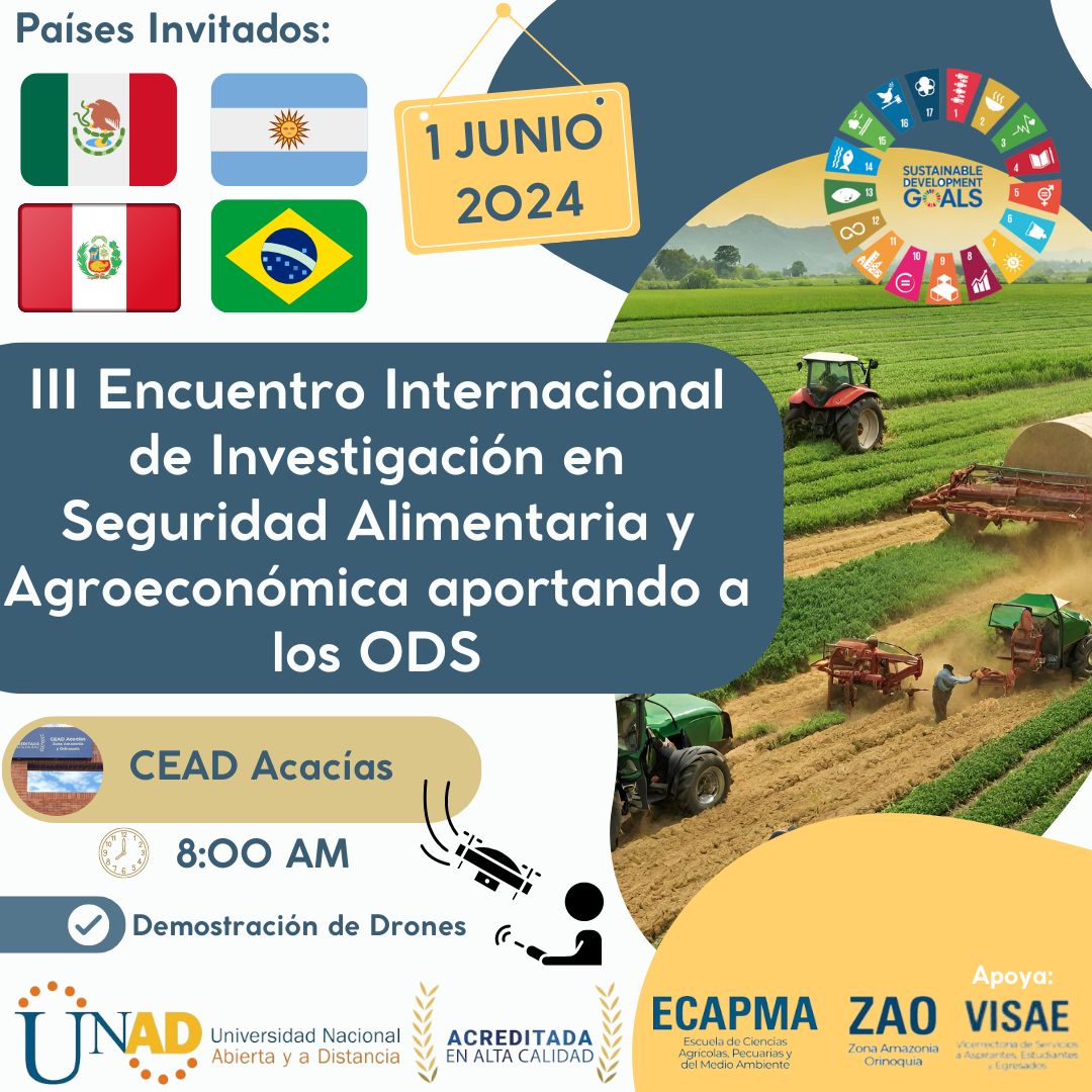 ⏳📢Solo Faltan 3 días para dar inicio al III Encuentro Internacional de Investigación en Seguridad Alimentaria!
🤓📝Aprende sobre *Agroeconómia, Producción Sostenible, Agricultura Regenerativa y mucho más con expertos nacionales 🇨🇴 e internacionales 🇦🇹🇧🇷🇲🇽🇦🇷.
¡No te lo pierdas!*