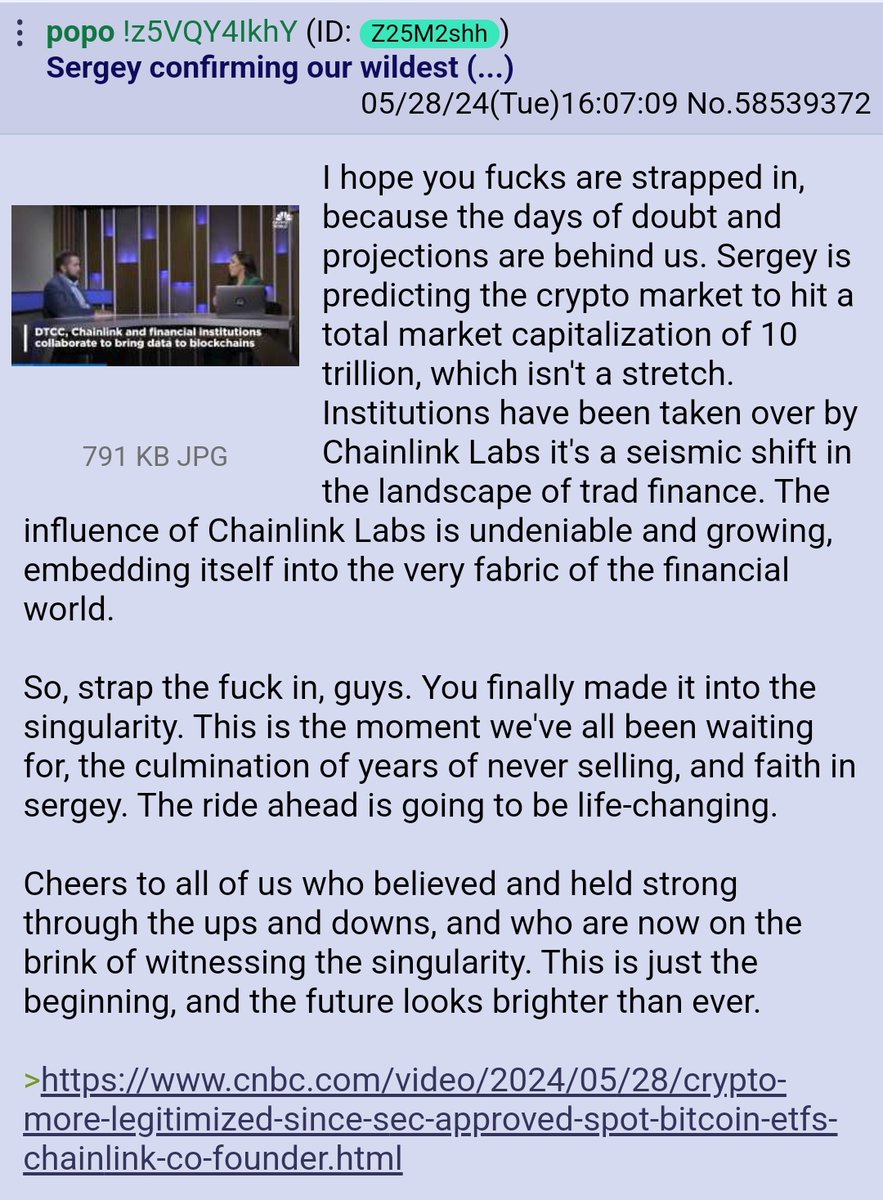 $Link  
SWIFT just confirmed like 12 months ago that they have been working with Sergey since 2013.
Chainlink isn't just a bunch of outsider nerds who came up with something cool that banks may use at some point in the distant future, they have been deeply connected insiders all
